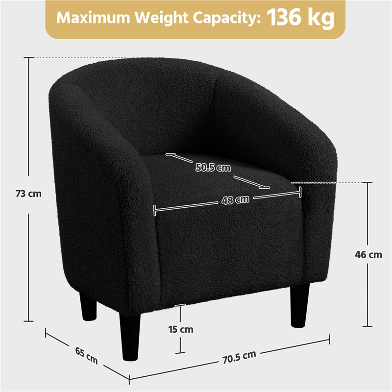 Boucle Club Chair Combining Contemporary and Traditional Design, Black