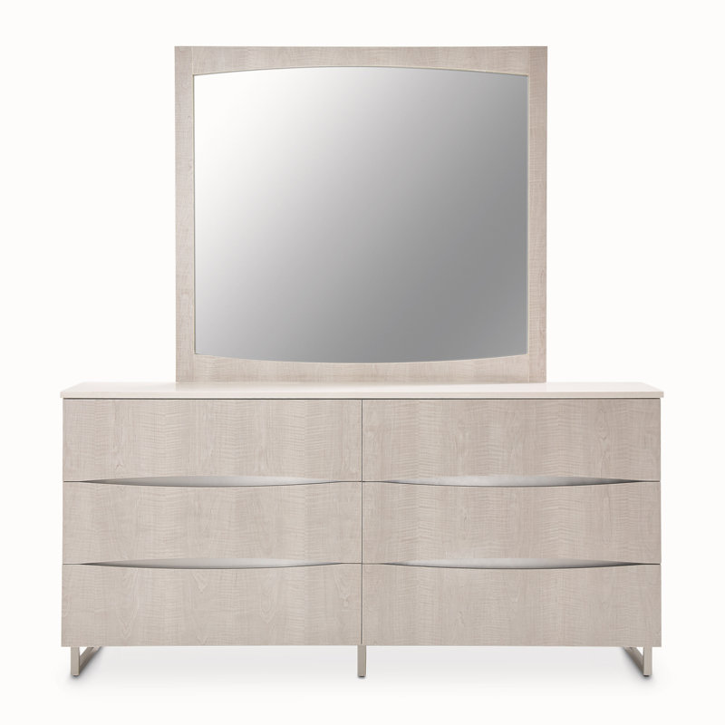 Commode marin à 6 tiroirs avec miroir - Gris