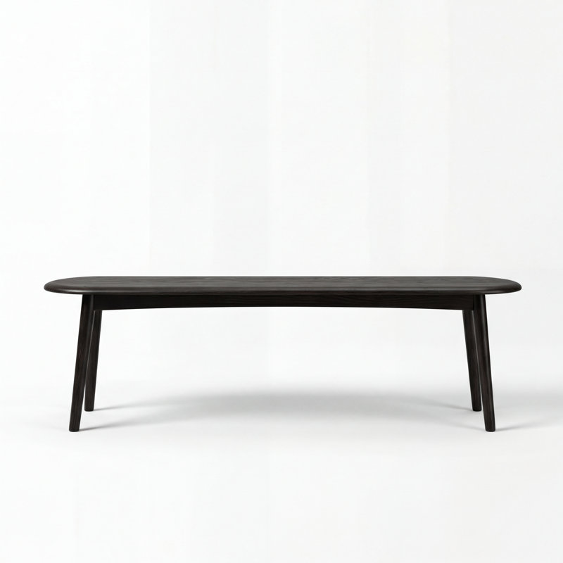 47"W Solid Oak Modern Entryway Bench , Oak & Black Stain, 47"W