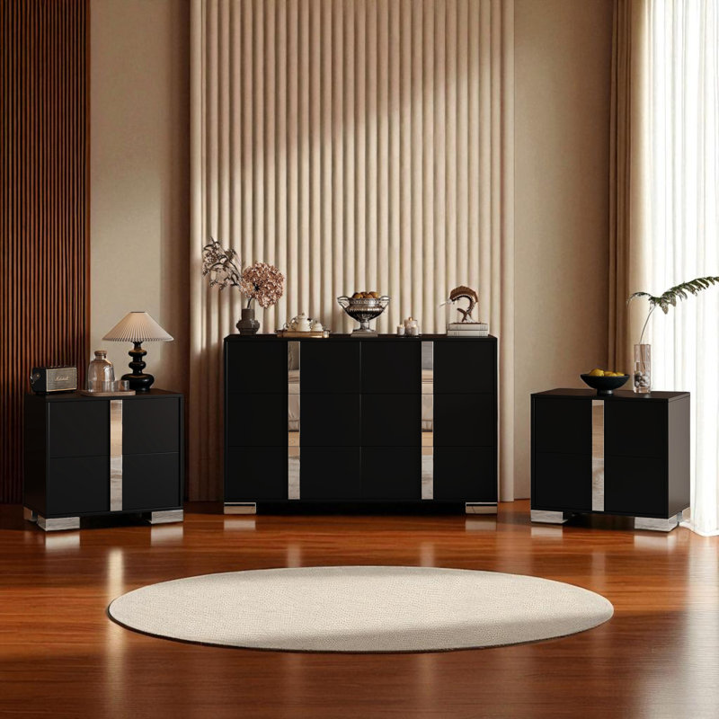 3-Piece Bedroom Set, Black