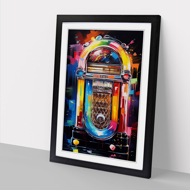 Jukebox Abstract Framed Print, 64cm H x 46cm W x 2cm D, Black Framed