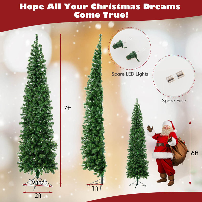 Arbre de Noël cachemire vert 7 pi avec 150 lumières DEL H 7 pi