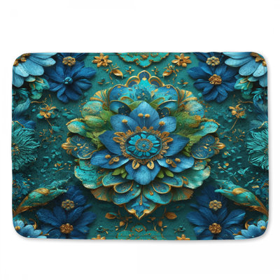 Tapis de bain à motif floral complexe