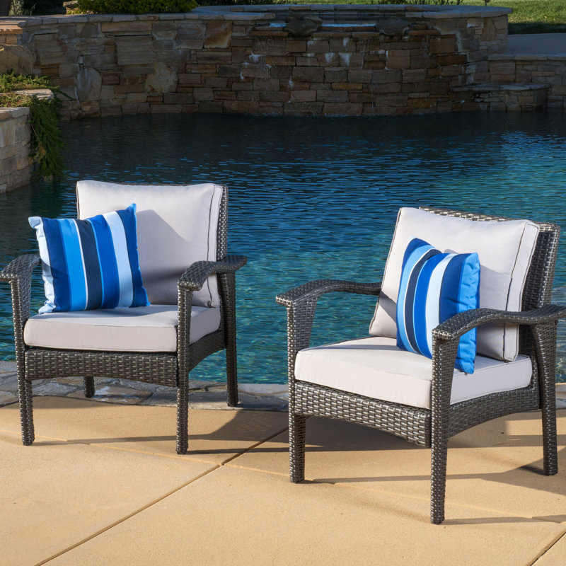 Duo de fauteuils club gris - Siège - Argenté + fer, unité de tissu imperméable en fer PE pour 2 chaises de patio