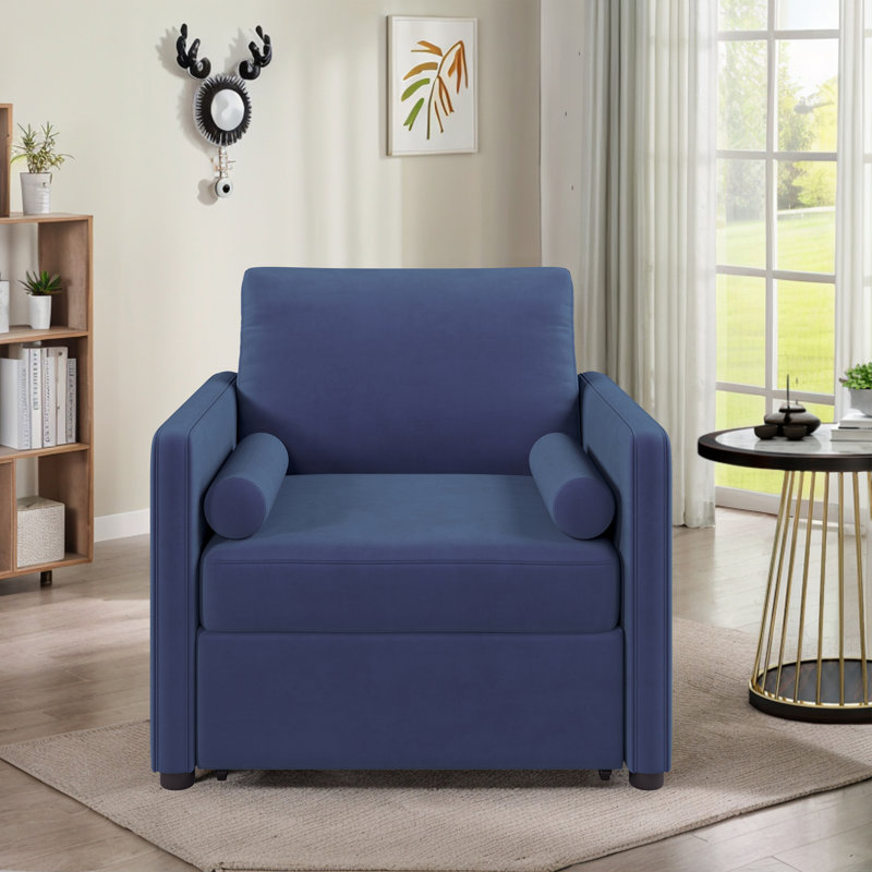 Fauteuil-lit convertible l 35,3 po, Velours bleu