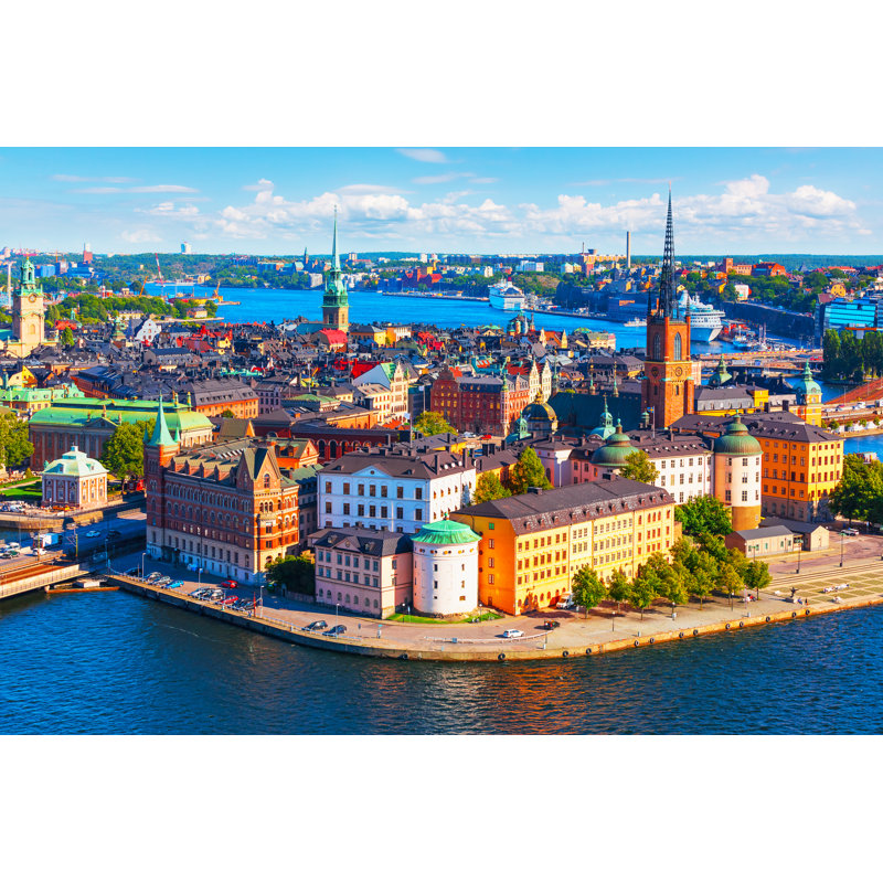 Aerial Panorama Of Stockholm by Scanrail - Wrapped Canvas Print, 30cm H x 46cm W