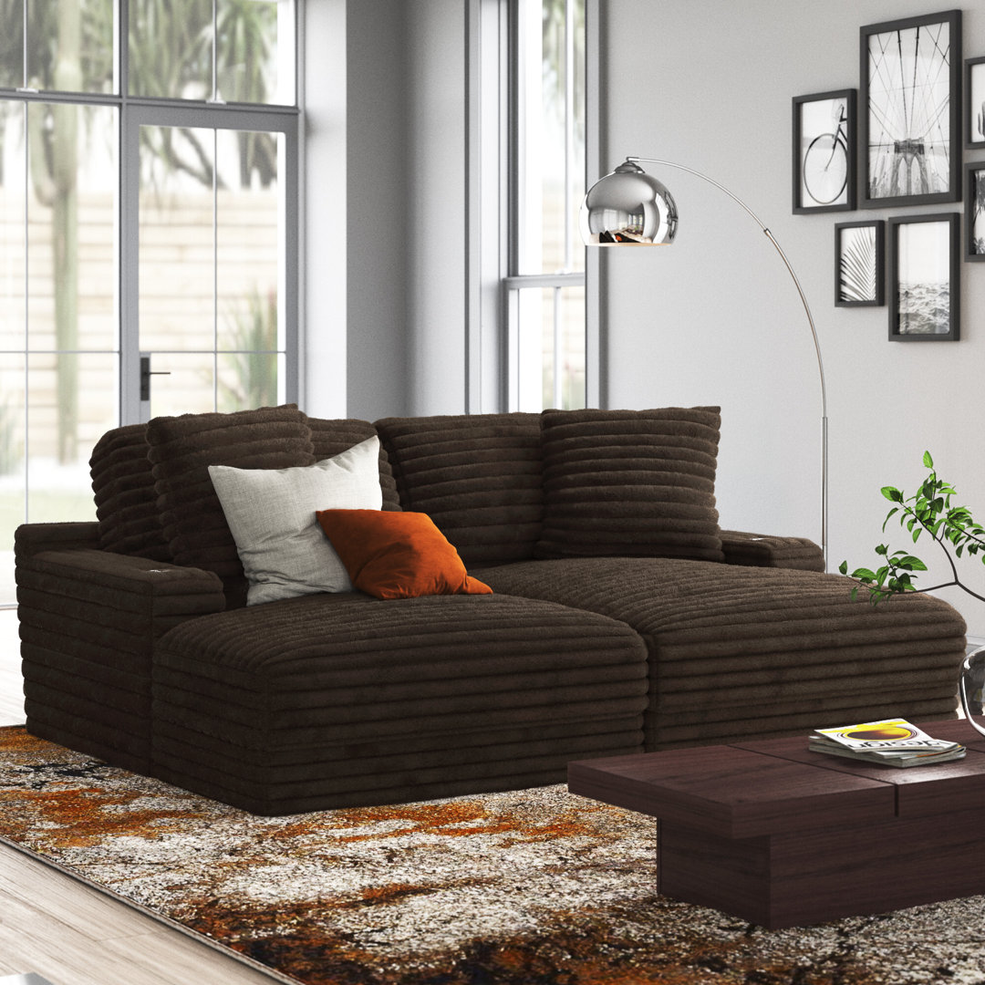 Blossie Upholstered Double Chaise Lounge Wade Logan® Upholstery 