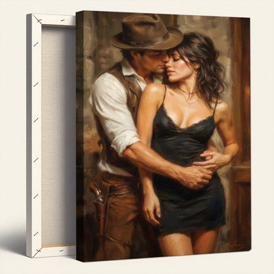 Ensemble de 1 tableau sur toile représentant un couple romantique