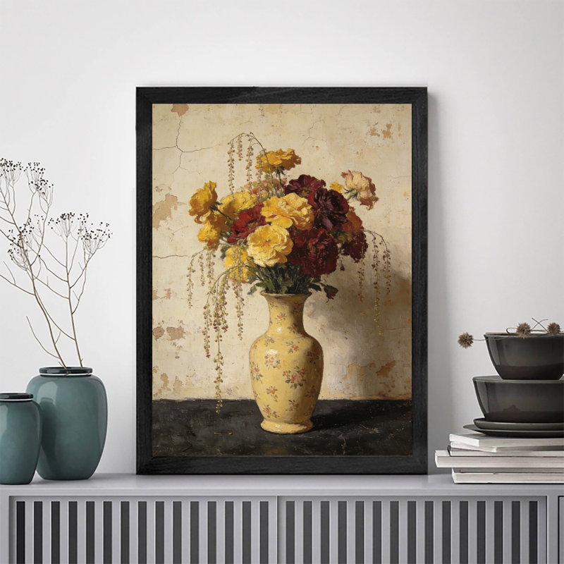 «Black», un charmant arrangement floral, art mural, impressions de nature morte, impressions encadrées, H 17 po x l 13 po