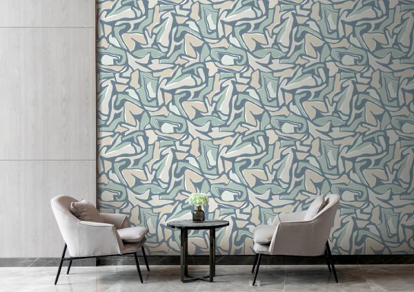 10m x 60cm Puzzle Wallpaper Roll, Blue/Grey