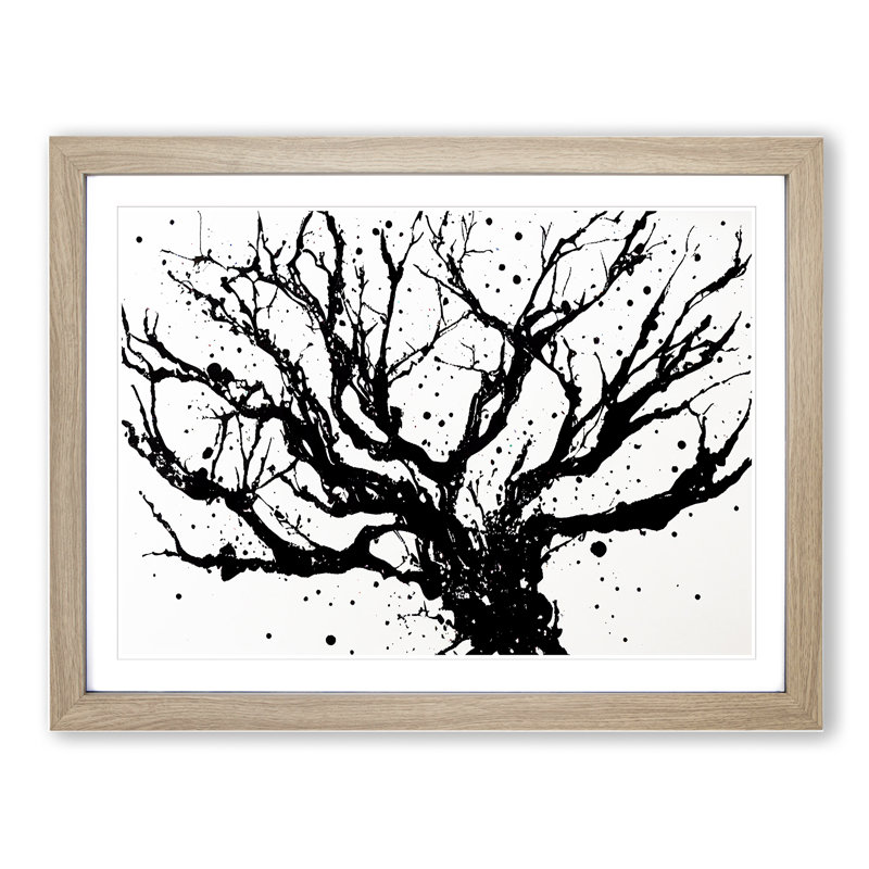 Bare Tree Splash Vol.2 Abstract - Single Picture Frame Painting, 25cm H x 34cm W x 2cm D, Oak