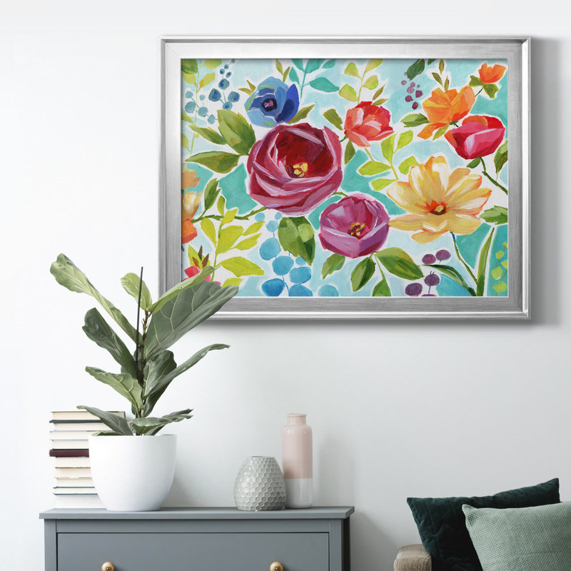 Modern Garden IV - peinture encadrée, H 26,5 po x l 36,5 po x P 1,5 po, Toile avec cadre argenté, Pas de tapis