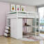 Lit mezzanine en bois 3 tiroirs Jeilynn avec garde-robe et bureau intégrés-828670783