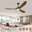 Ventilateur de plafond en bois massif à 3 pales avec lumière, ventilateur de ferme moderne, application intelligente et télécommande, moteur CC réversible silencieux, 6 vitesses, lumière DEL à intensité variable-1094988170-1094368010
