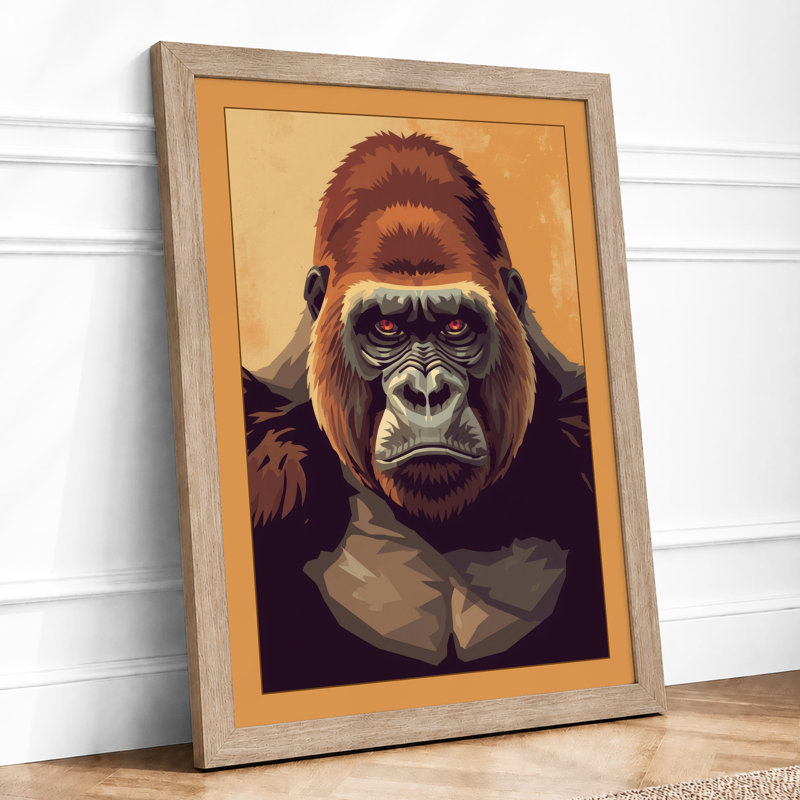Gorilla's Gaze Modern - Framed Print, A4 - 29.7 x 21.0 cm, Oak