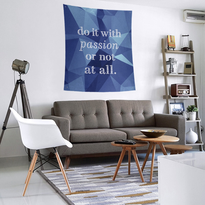 Tapisserie de la passion de polyester en faux gemme, H 104 po x l 88 po, Saphir