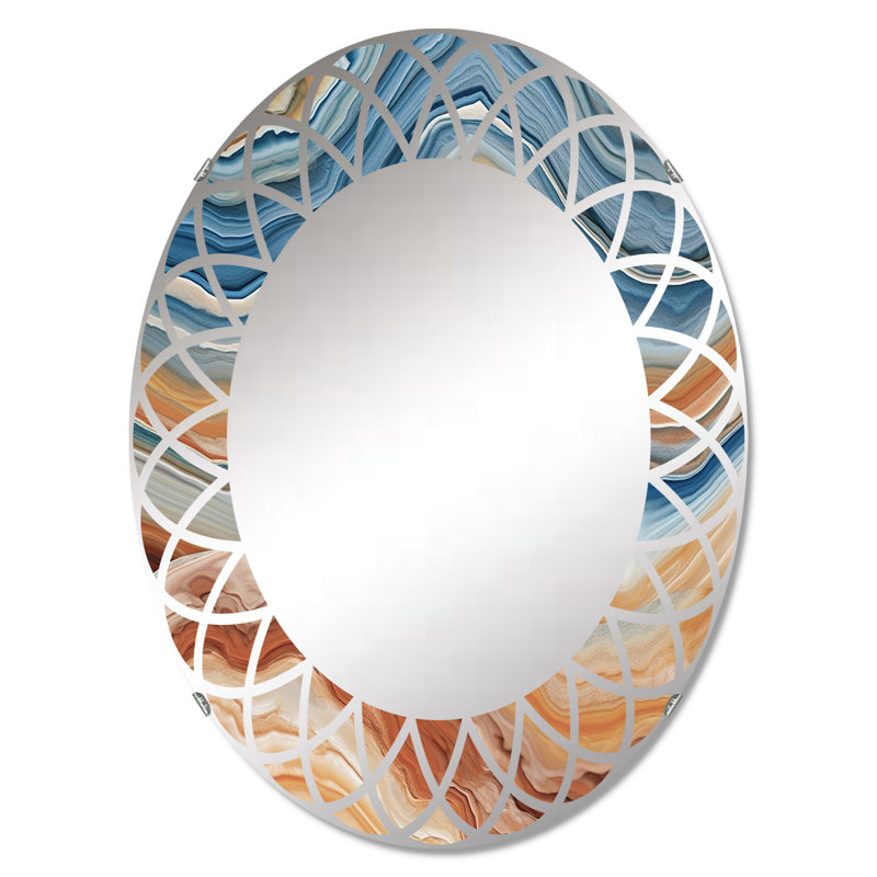 Seposer les couches de la pierre marbrée III - Miroir mural moderne ovale, 30 po x 20 po