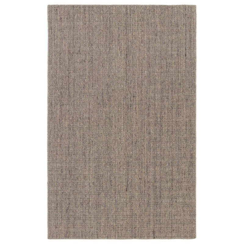 Tapis rayé tissé à plat à la main en brun / taupe, Rectangle 8 pi x 10 pi