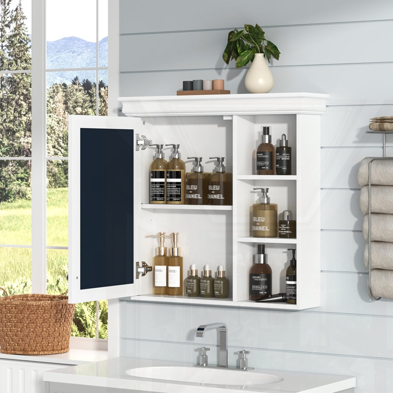 Armoire de rangement murale avec rangement, Blanc