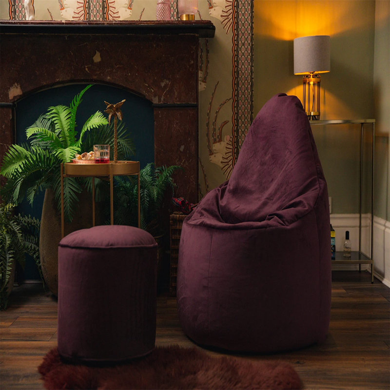 Velvet Bean Bag Chair, Purple