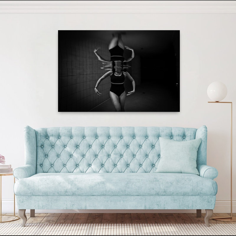 Art mural abstrait reflété dansant serein, H 40 po x l 60 po