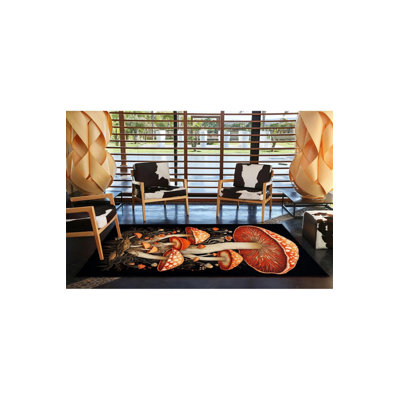 Tapis décoratif moderne à motif de champignon rouge