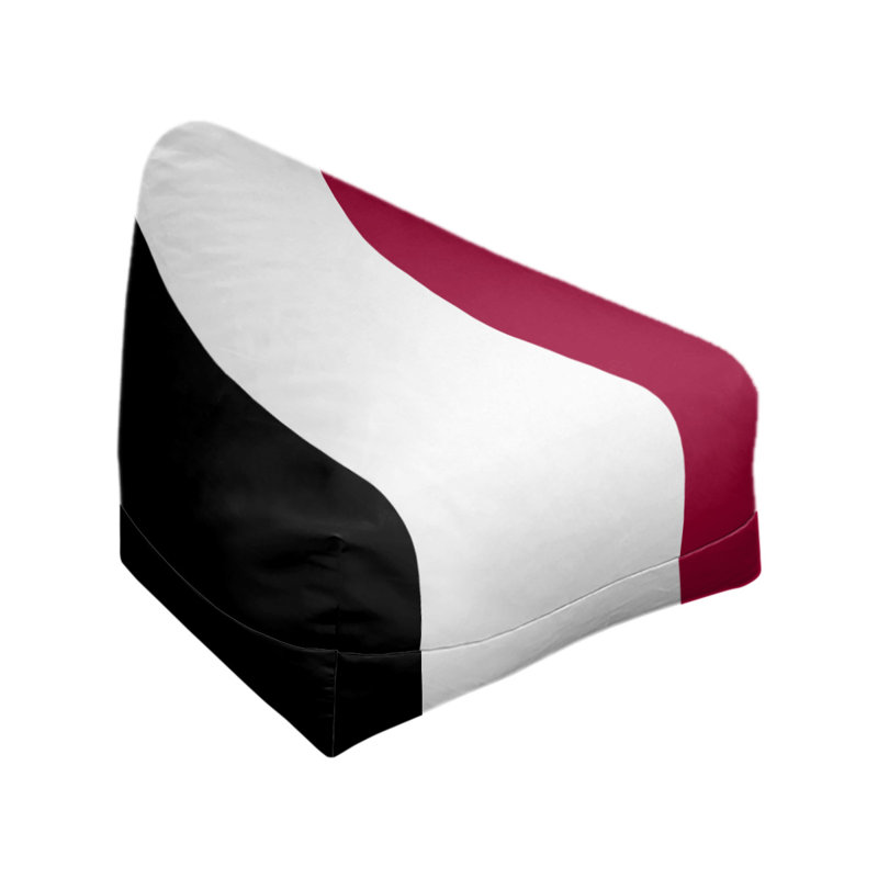 Bean Bag Chair & Lounger, 27" x 27" x 30", Black/White/Red