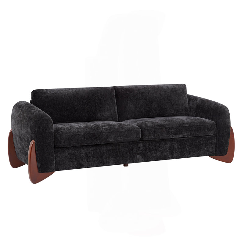 Canapé avec revêtement en tissu texturé, Noir