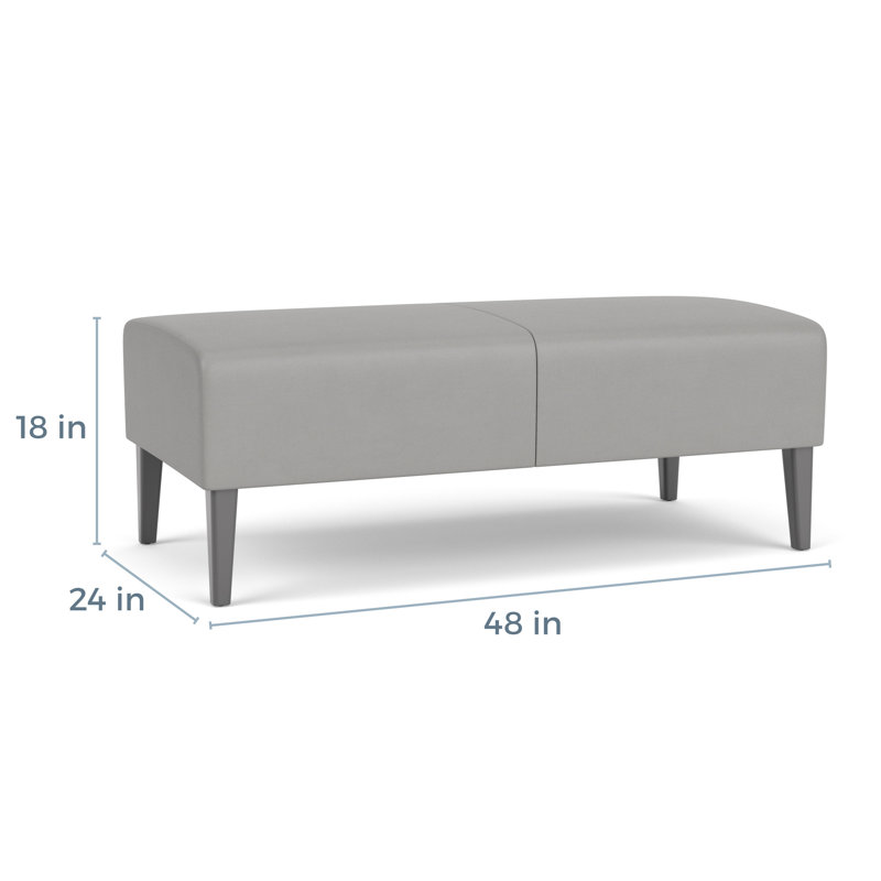Luxe Lounge Reception 2 Seat Bench, Plot Line Navy, Walnut Wood