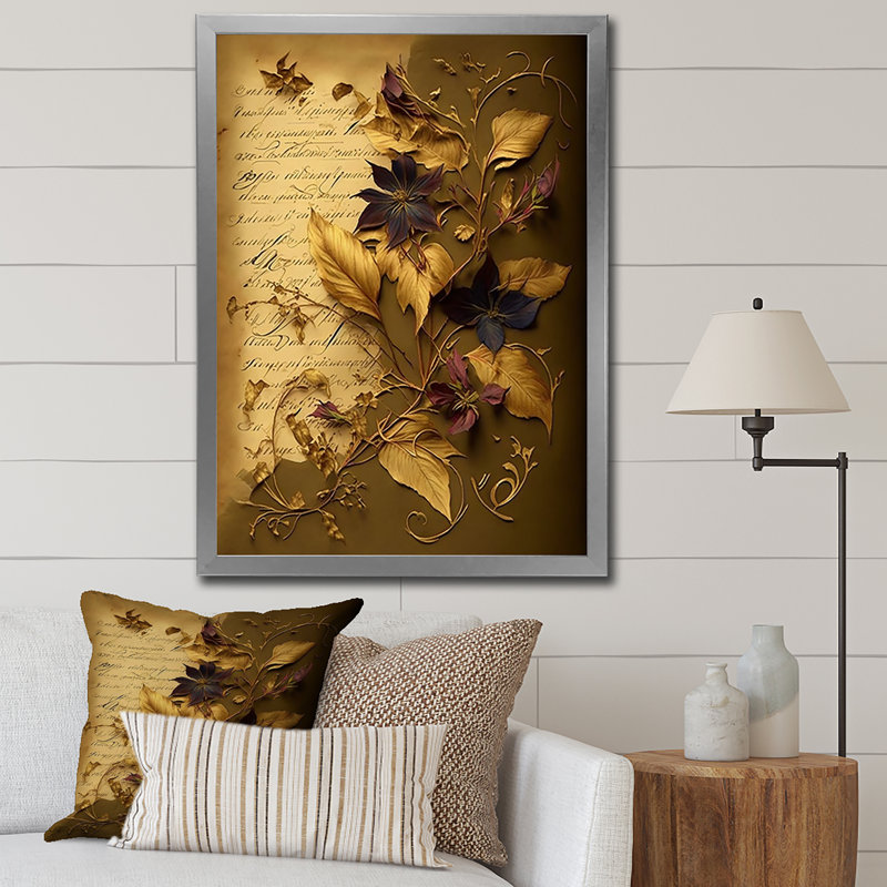 Fleurs séchées rétro sur toile encadrée, Cadre photo argenté, H 32 po x l 24 po x P 1 po