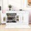 Garde-manger moderne 2 pièces avec tablettes réglables, tiroir et plateau en faux marbre-23506014