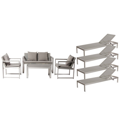 Ensemble de patio complet en rotin 8 pièces CHSTR LRG avec coussins