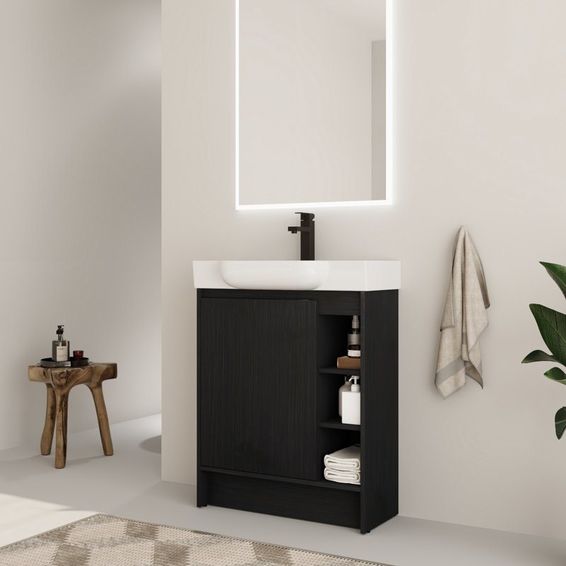 Ensemble de meuble-lavabo simple 28 po Denston, Noir châtaignier