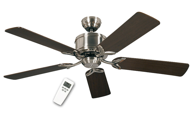 Allman 132cm Ceiling Fan, Brushed Chrome with Wenge and Maple Blades