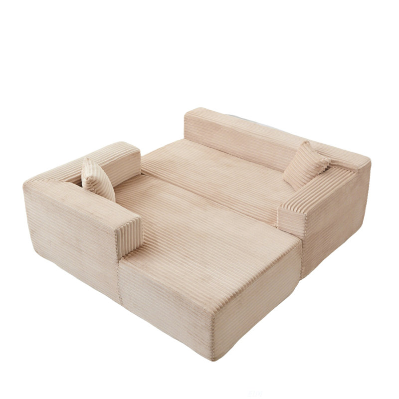 Canapé modulaire à compression avec méridienne confortable, canapé en forme de L sans siège avec assise profonde, canapé-lit modulaire minimaliste pour salon, salon, appartement, velours côtelé