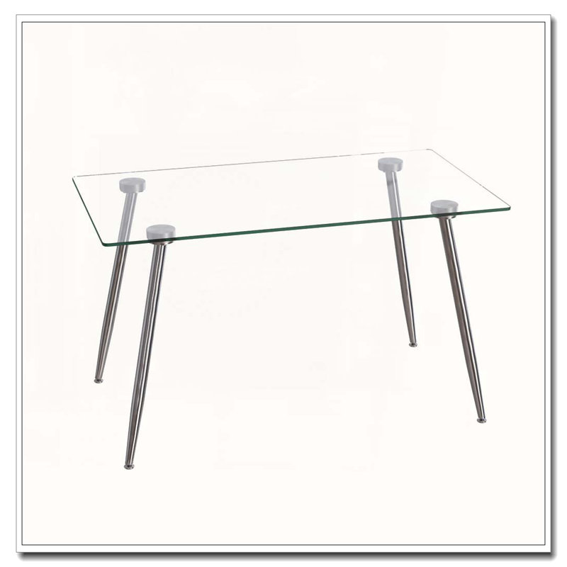 51" Rectangular Glass Dining Table, Silver