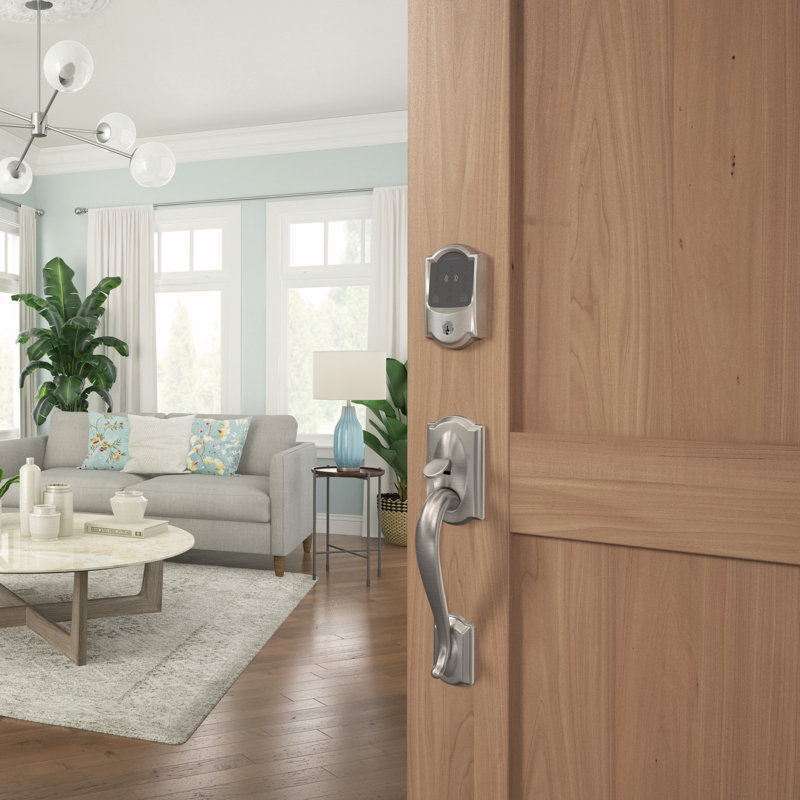Encode Plus Smart Wifi Deadbolt With Camelot Trim, Satin Nickel