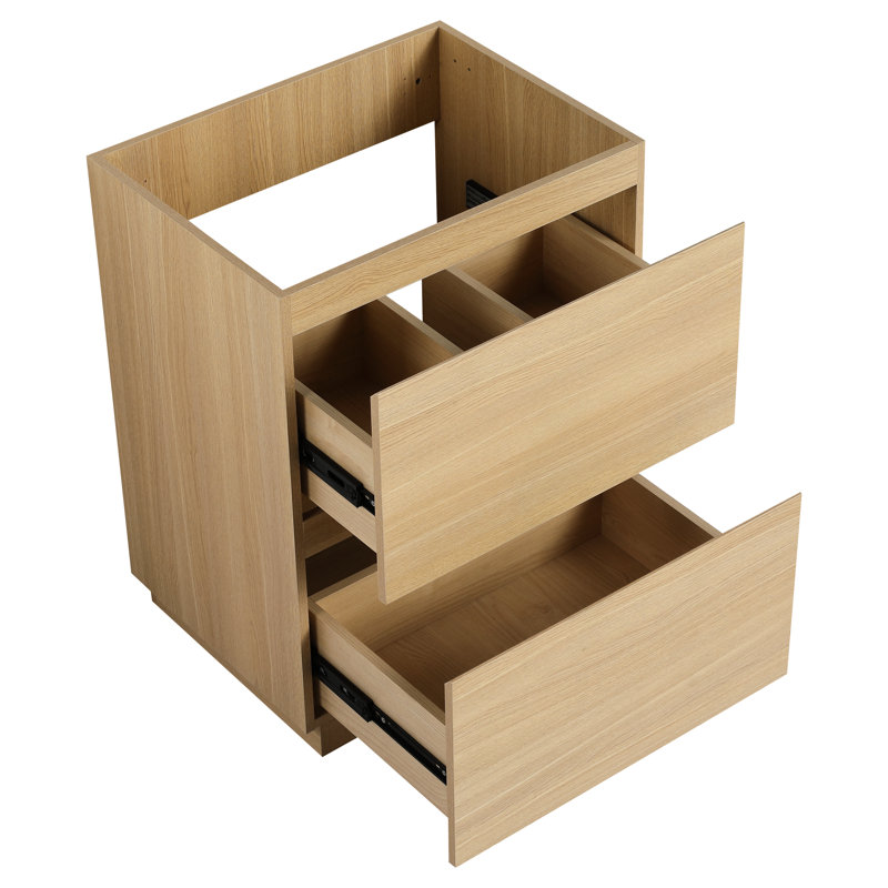 Meuble-lavabo 24 po avec double tiroir - Armoire en bois d'ingénierie aux lignes épurées