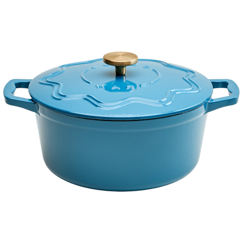 Judgeware Enamelled  Cast Iron, 20cm Casserole, 3.5L, Mushroom, 4.5, 14cm H x 28cm W, Blue