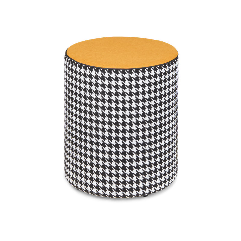 Calybabu Outdoor Pouf, White/Black Houndstooth