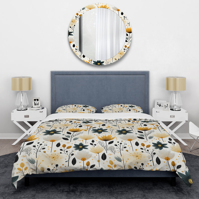 Ensemble de housse de couette Nordic Yellow Simplicity, Housse de couette simple + 1 taie décorative stan