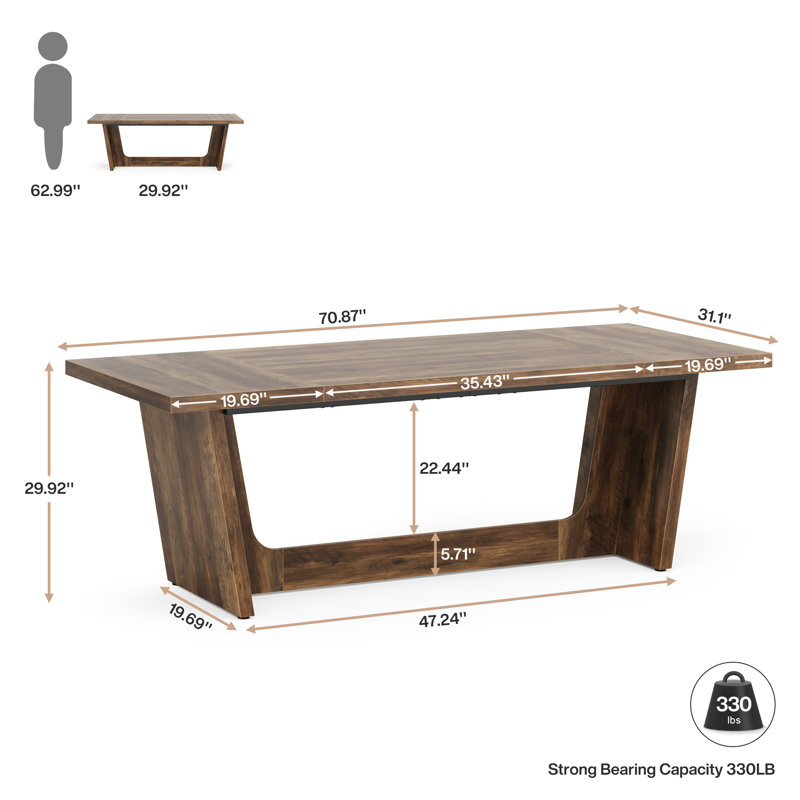 Delitha 70.9" W Manufactured Wood Executive Desk, Brown