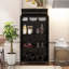 Armoire de rangement en métal de 47,6 po de hauteur avec portes en verre et couvercle rabattable