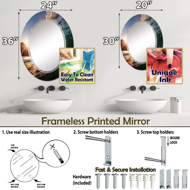 Miroir mural sans cadre Wendelyn, 30 po x 20 po