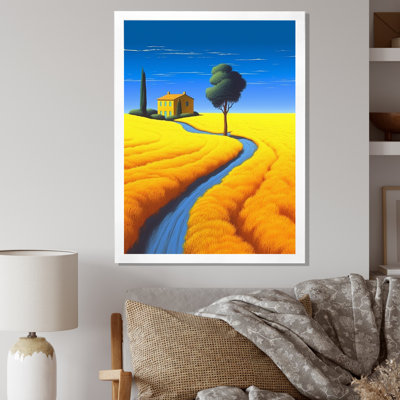 «Golden Blossoming Fields Under A Deep Blue Sky I», reproduction sur toile