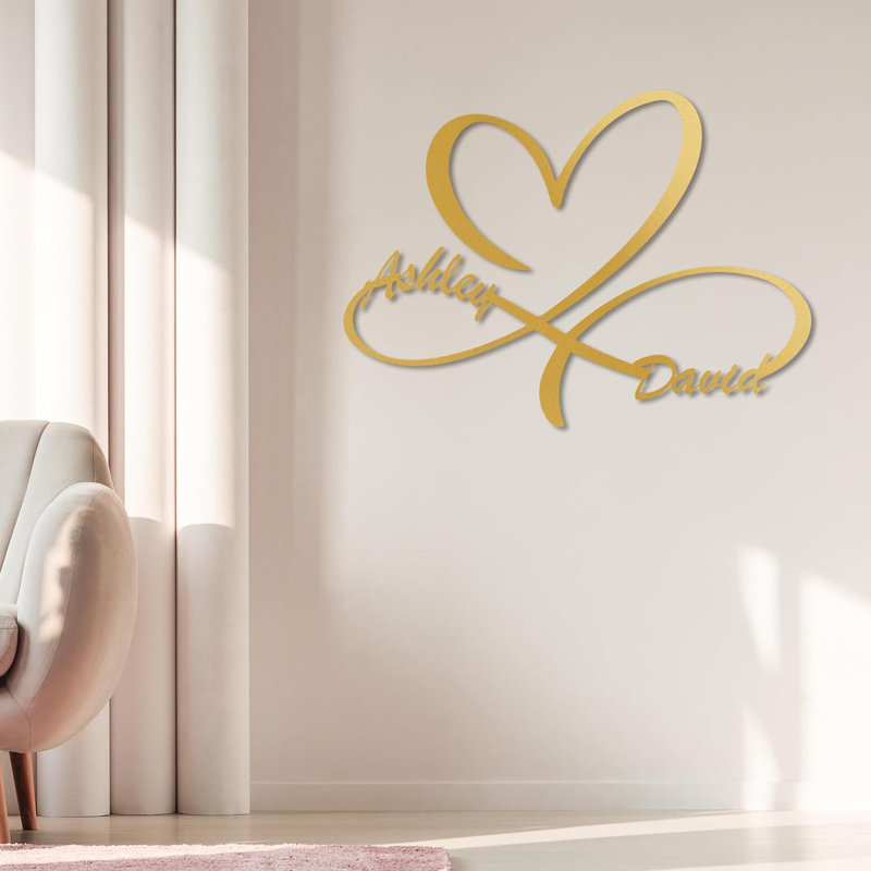 Cadeaux en forme de cœur pour l'amour, cadeau de mariage unique, enseignes en métal personnalisables, décorations murales dorées