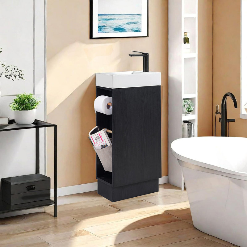 Ensemble de meuble-lavabo pour salle de bain 16 pouces -, Bois de frêne naturel