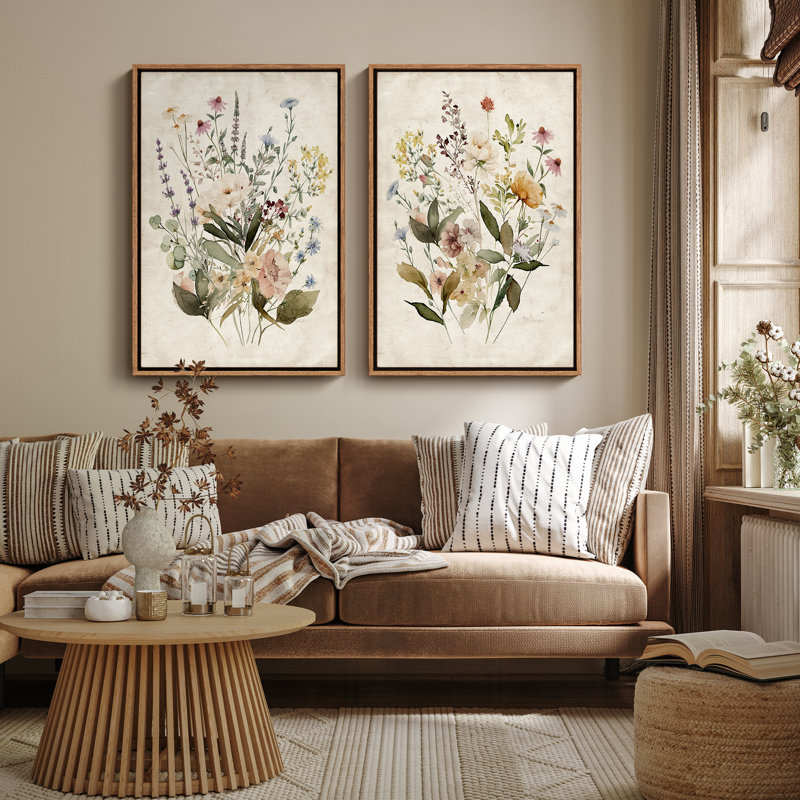 Art mural vintage encadré, beaux-arts, antique classique pour chambre à coucher - ensemble de 2, H 24 po x l 16 po, Naturel