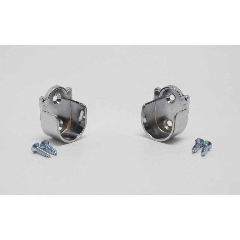 Ensemble de 2 supports de bout de tringle ovale, chrome poli