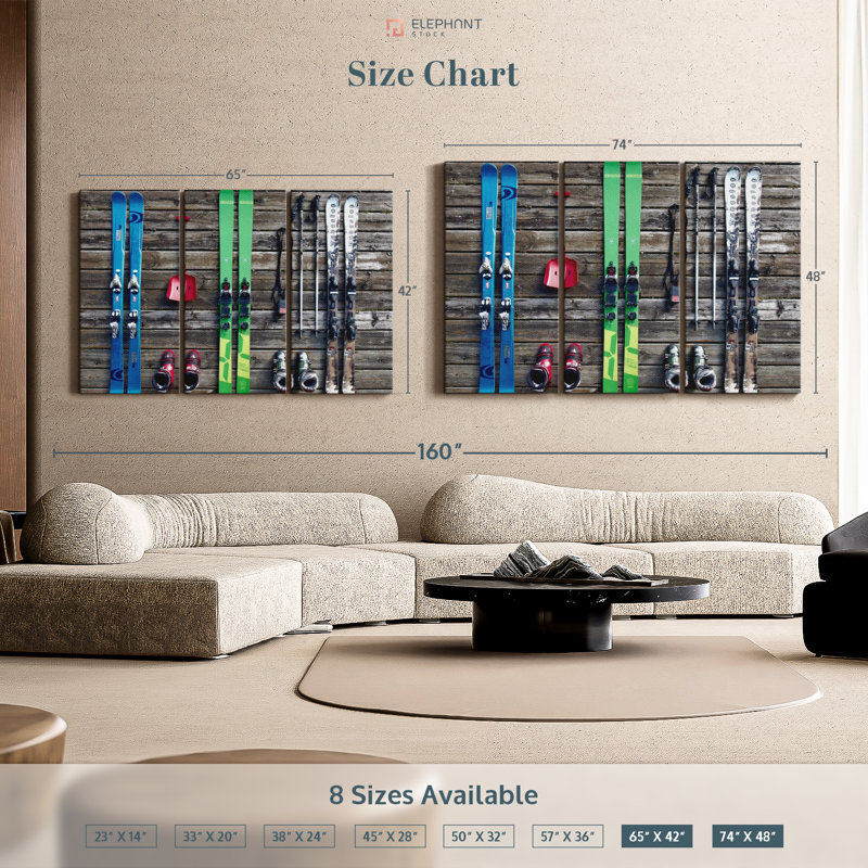 «Ski Gears», 3 pièces sur toile, H 48 po x l 74 po 